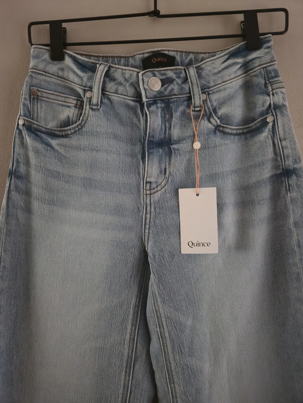 Quince Women's Jeans 26x28 Bella Stretch Relaxed Straight Cool Blue 90s Inspired